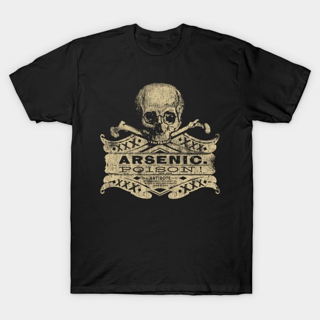 Vintage Arsenic Skull Poison Label Halloween Tee T-Shirt by DeadMonkeyShop